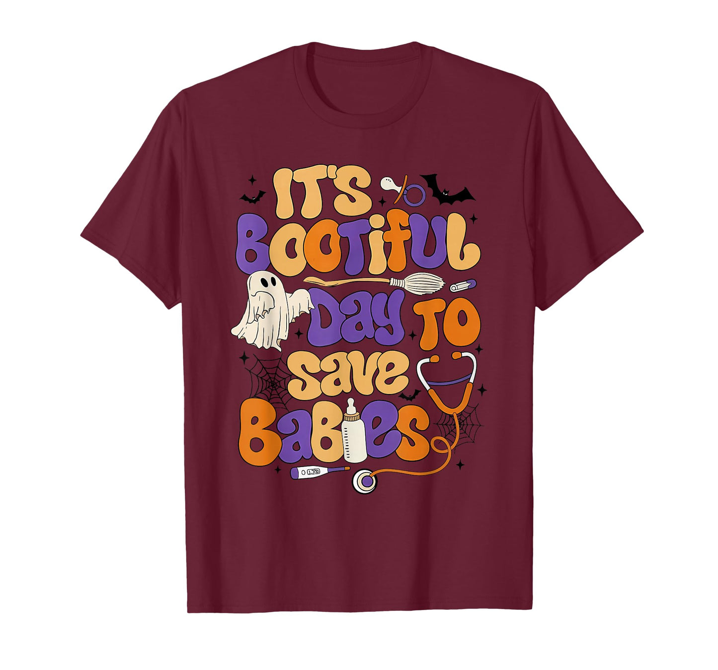 It's a Boo-Tiful Day to Save Babies NICU Nurse Boo Crew T-Shirt