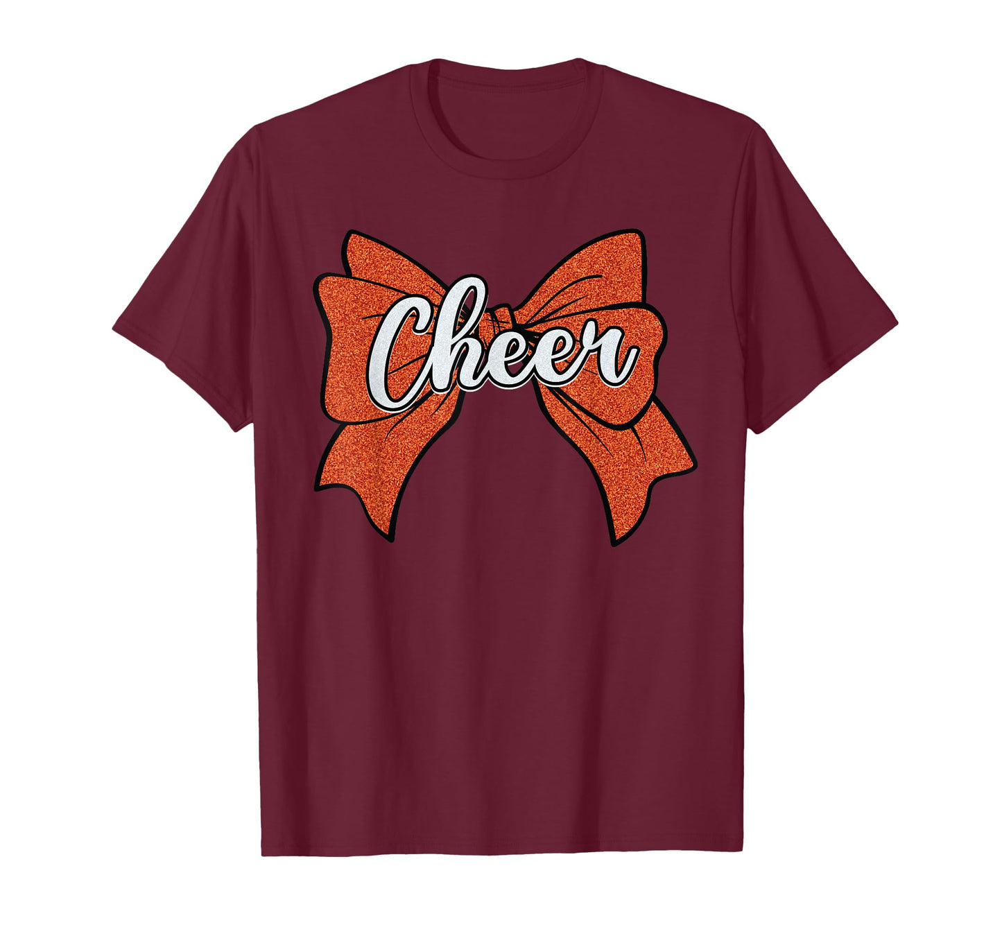 Coquette Orange Cheer Bow Sport Cheerleader Cheerleading T-Shirt