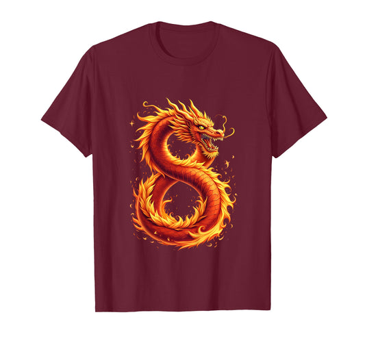 Kids Turning 8 Years Old Birthday, Boy Dragon 8th Bday Girl T-Shirt
