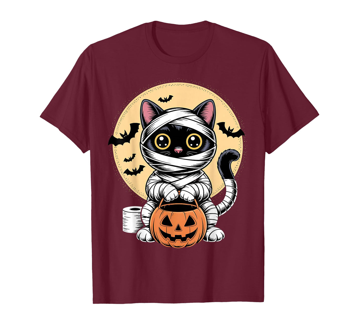 Black Cat Mummy Men Women Kids Halloween Funny Black Cat T-Shirt