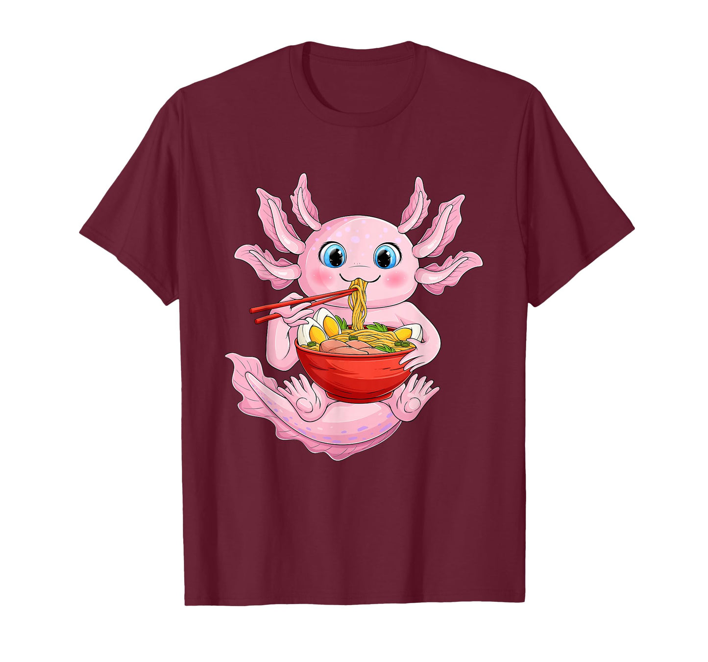 Axolotl Eating Ramen Noodle Design – Kawaii Style T-Shirt