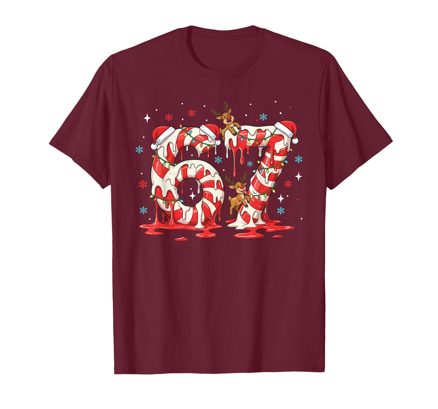 Christmas Candy Cane 67 Meme Six Seven Funny Boys Girls T-Shirt