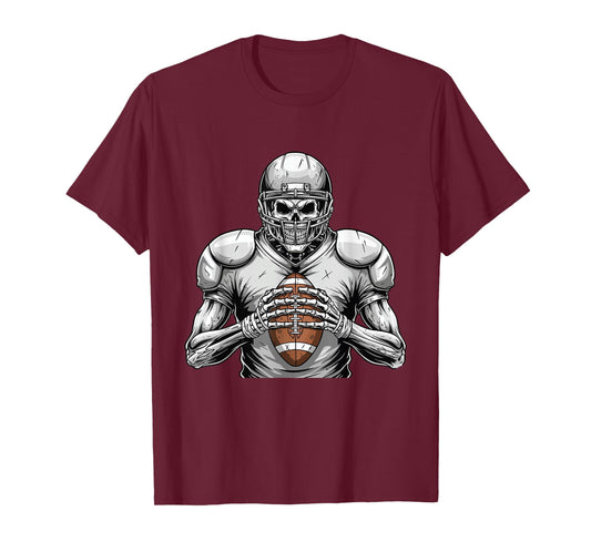 Skeleton Football Player - Spooky Halloween Footballer T-Shirt