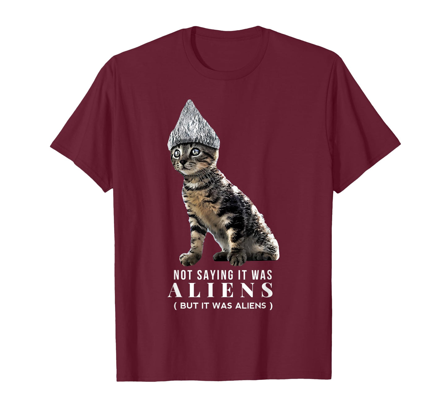 Funny Conspiracy Cat Tin Foil Hat Aliens Shirt Gift Men T-Shirt