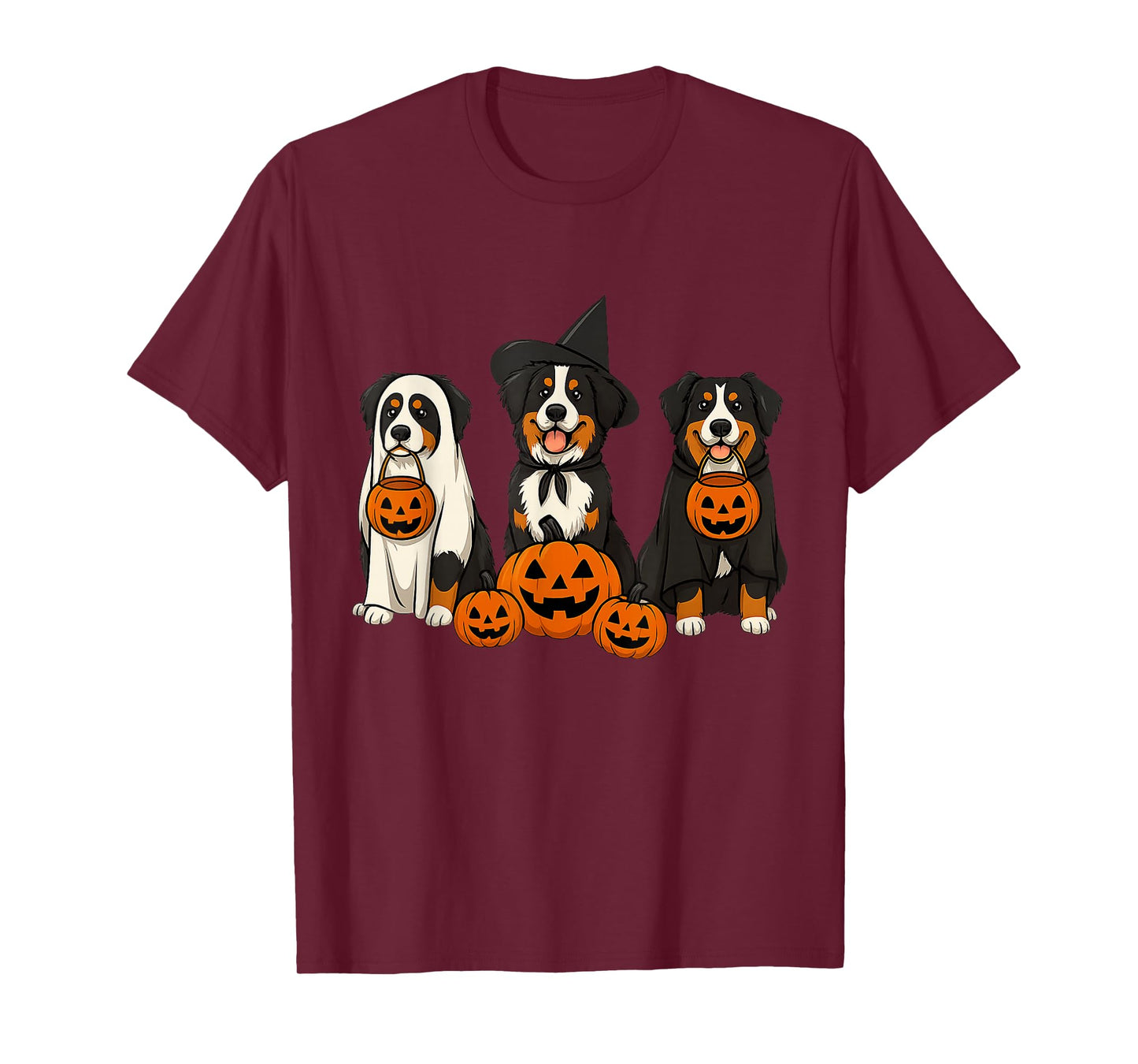 Ghost and Witch Bernese Mountain Dog Halloween for Women T-Shirt