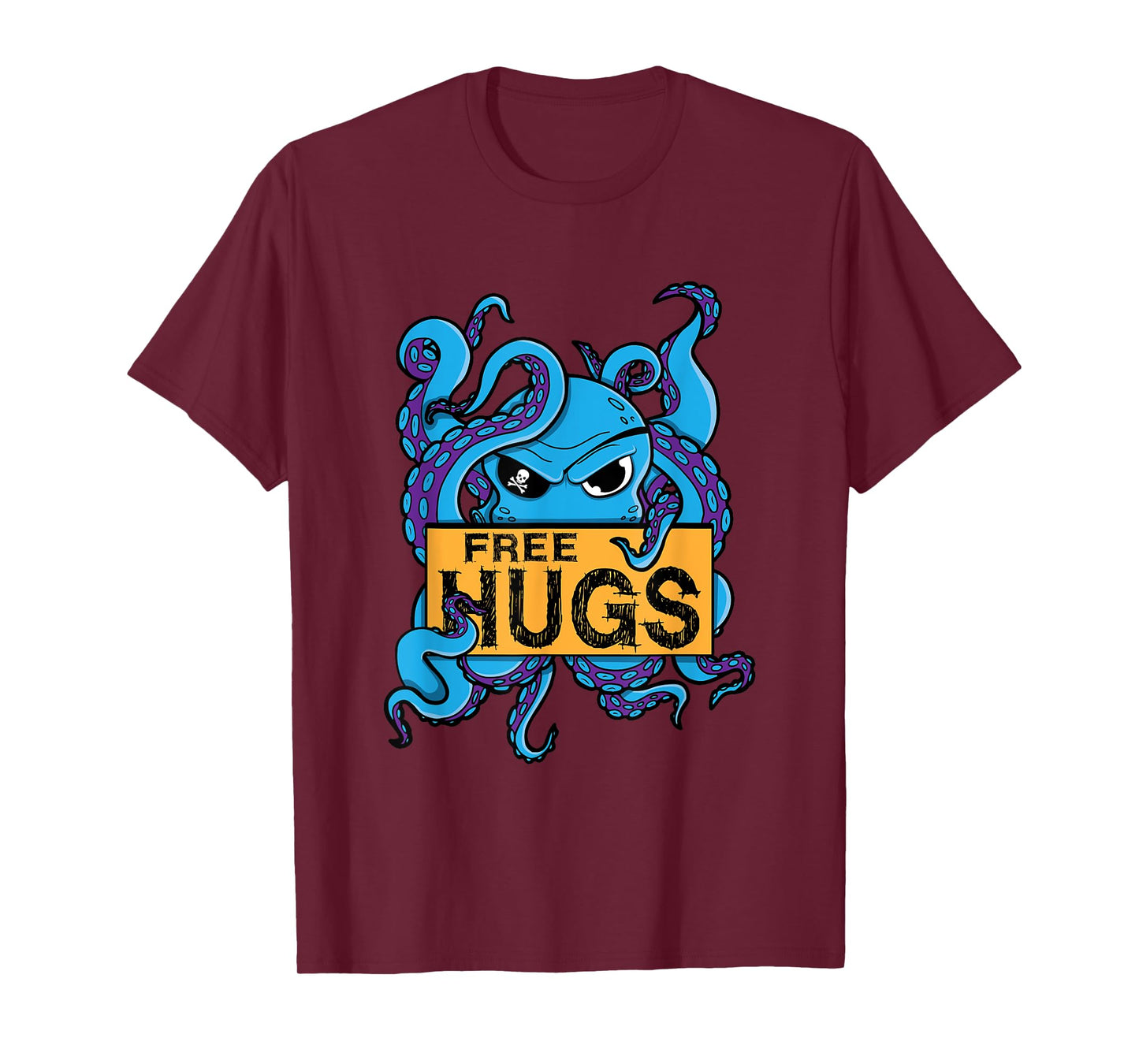 Funny Hugs For Free Pirate Octopus Gift Captain Tee T-Shirt