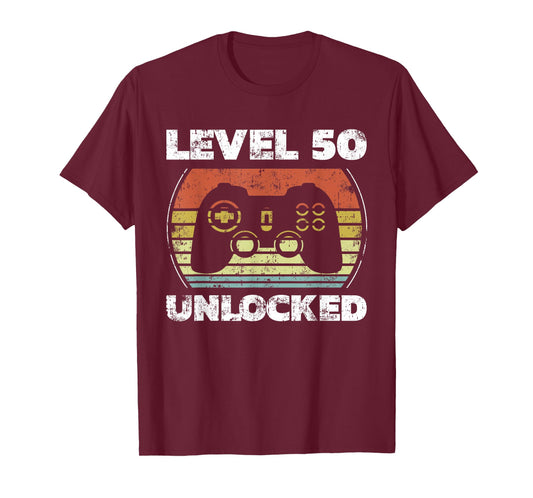 Level 50 Unlocked Funny Video Gamer 50th Birthday T-Shirt