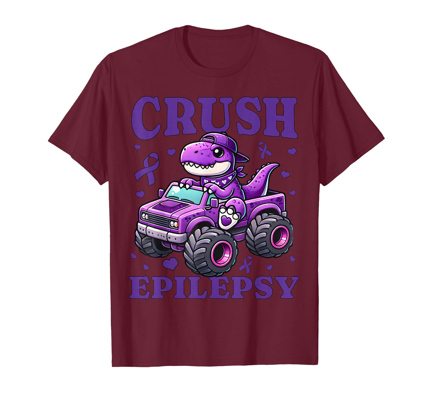 Crush Epilepsy Awareness For Kids Boys Girls Monster Truck T-Shirt
