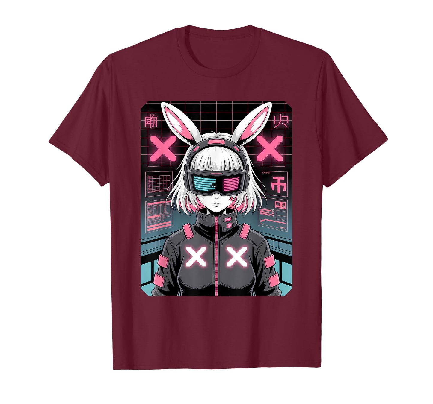 VR Bunny Girl Anime – Cyberpunk Kawaii Hacker Glitchcore T-Shirt