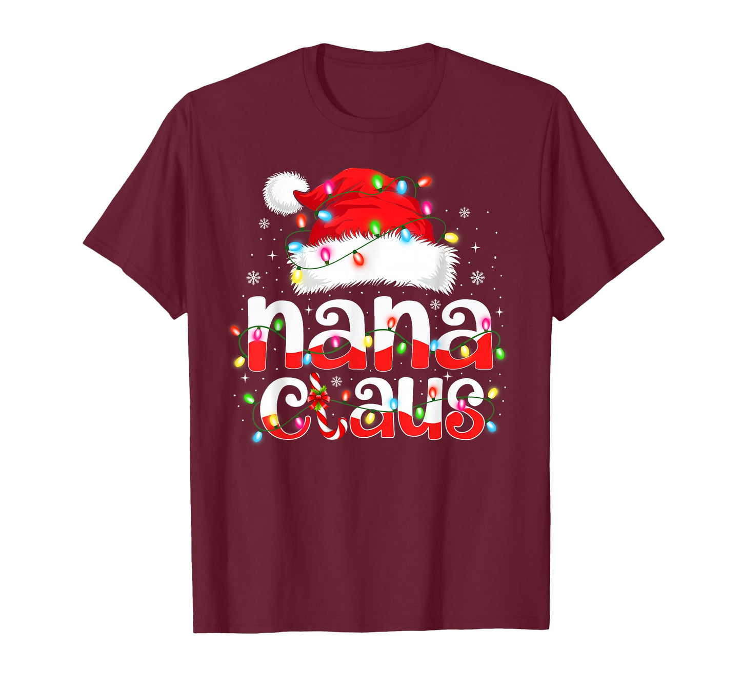 Nana Claus Shirt Christmas Lights Pajama Family Matching T-Shirt