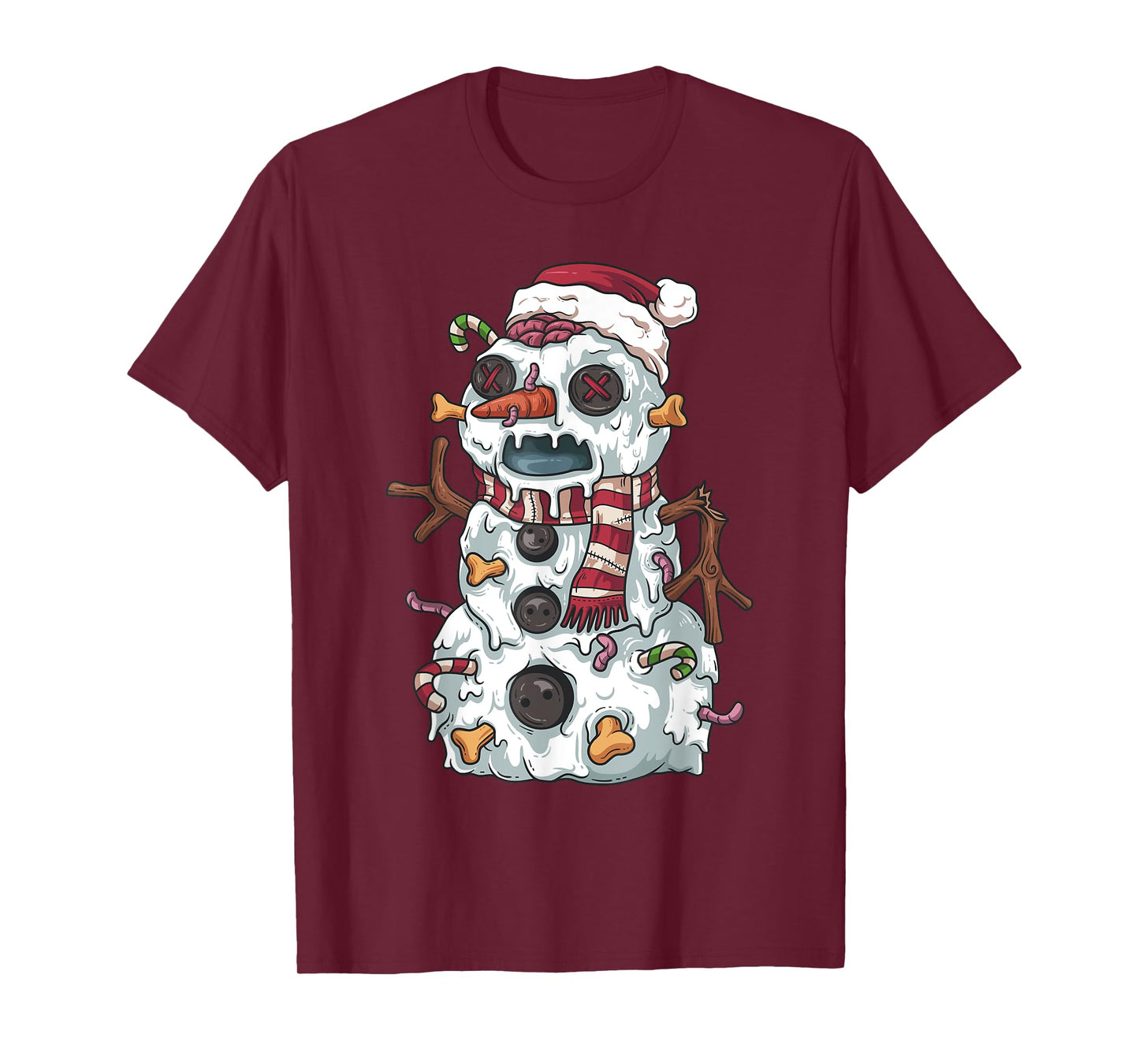 Zombie Christmas Snowman Funny Cartoon Holiday T-Shirt