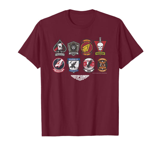 Top Gun Maverick Badge Layout Group Shot T-Shirt