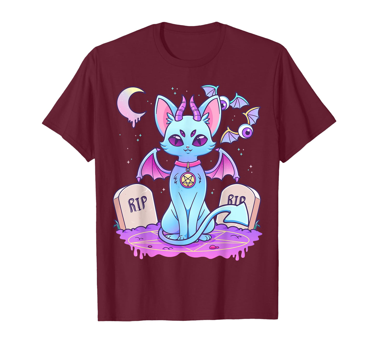 Pastel Goth Creepy Pentagram Cat Kawaii Emo Kitten Nu Goth Men Women Girls Kids T-Shirt