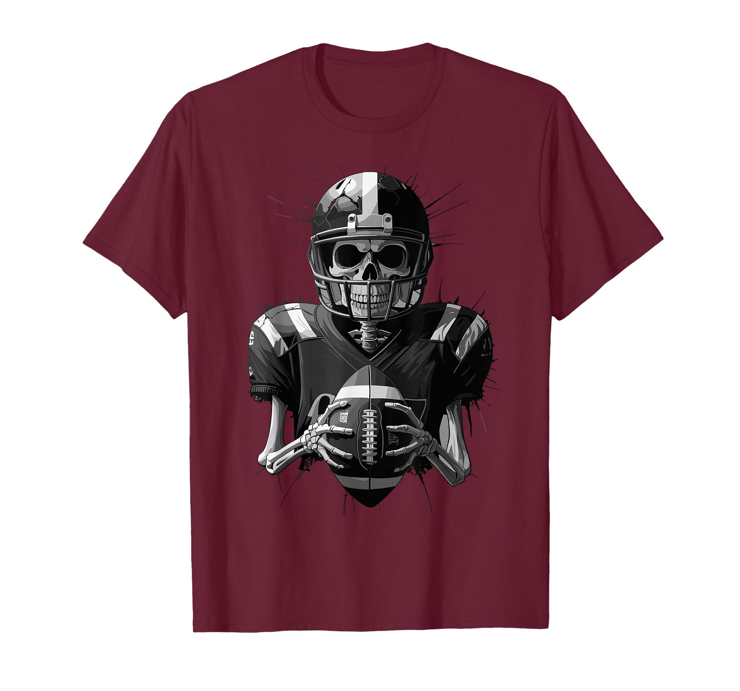 Halloween Skeleton Football Player Spooky Sports Graphic T-Shirt