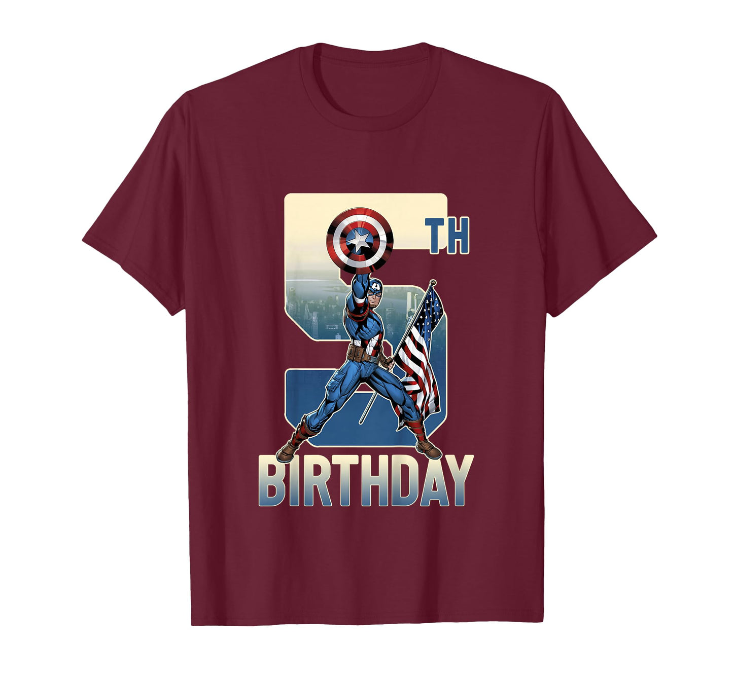 Kids Marvel Avengers Classic Captain America Epic 5th Birthday T-Shirt
