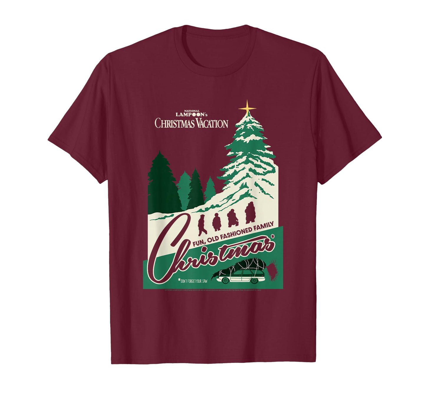 Christmas Vacation Fun Old Fashioned Postcard Holiday Movie T-Shirt