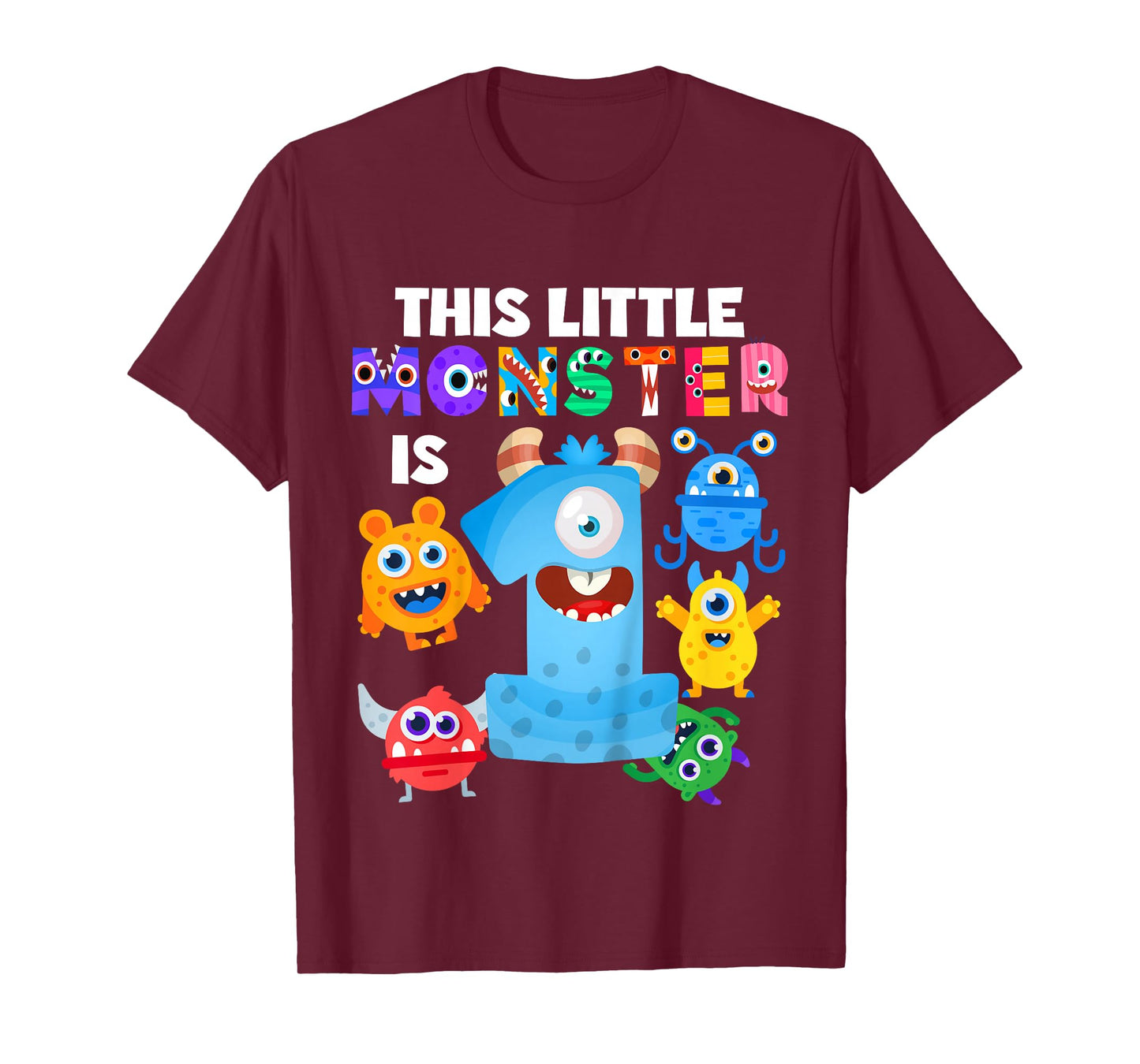 This Little Monster is 1 One Year 1st Birthday Party Aliens T-Shirt