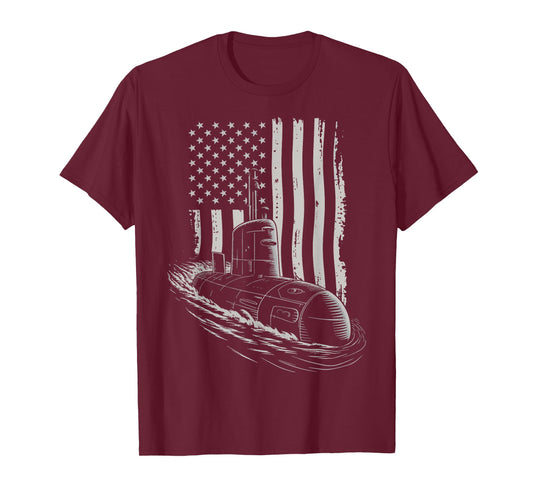 Submarine USA Flag Veteran 4th of July T-Shirt