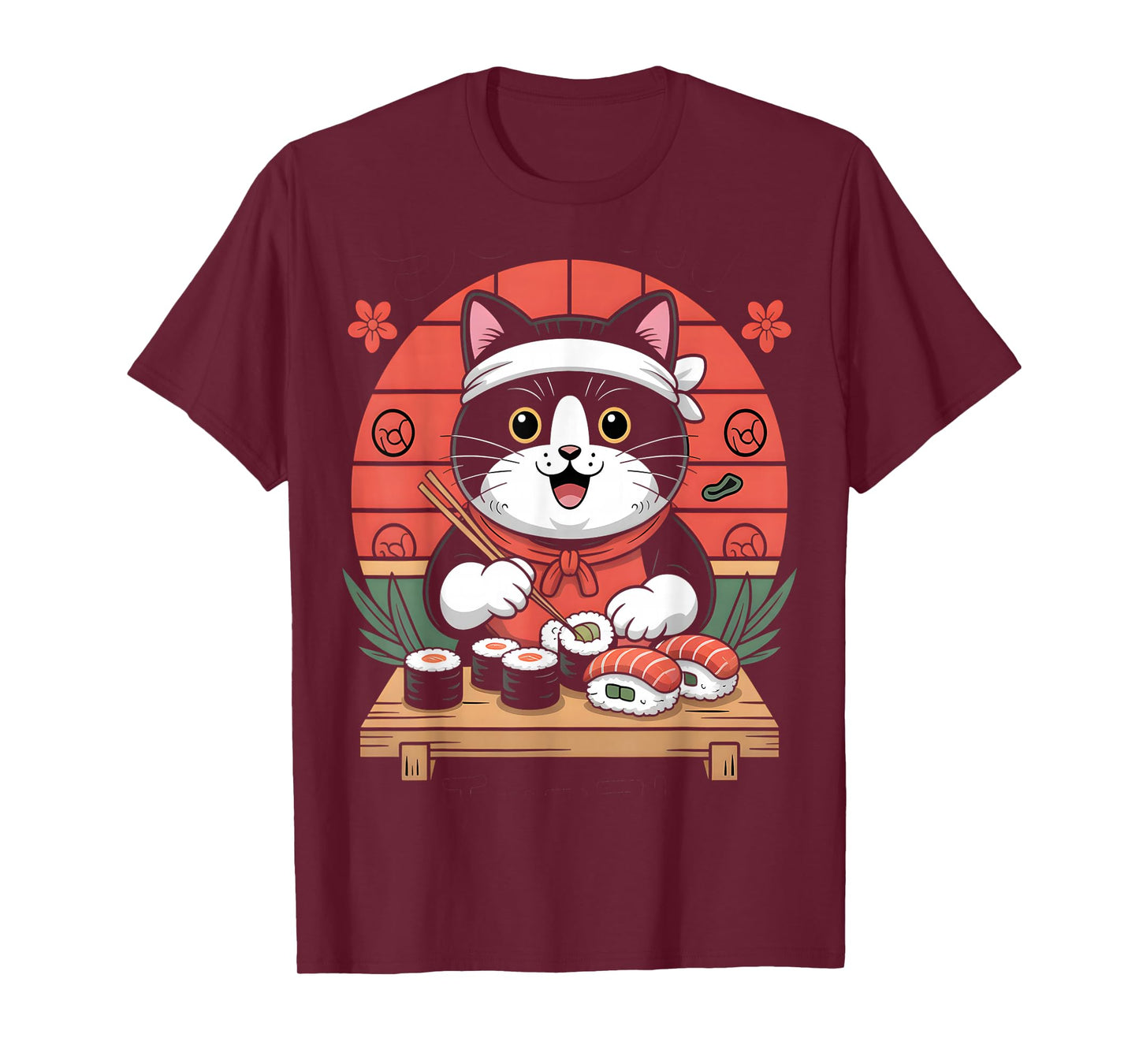 Kawaii Sushi Chef Cat Japanese Food T-Shirt