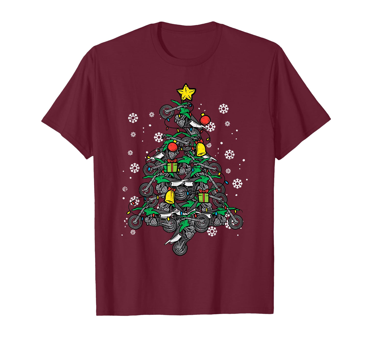 Dirt Bikes Christmas Tree Xmas Motocross Men Boy T-Shirt