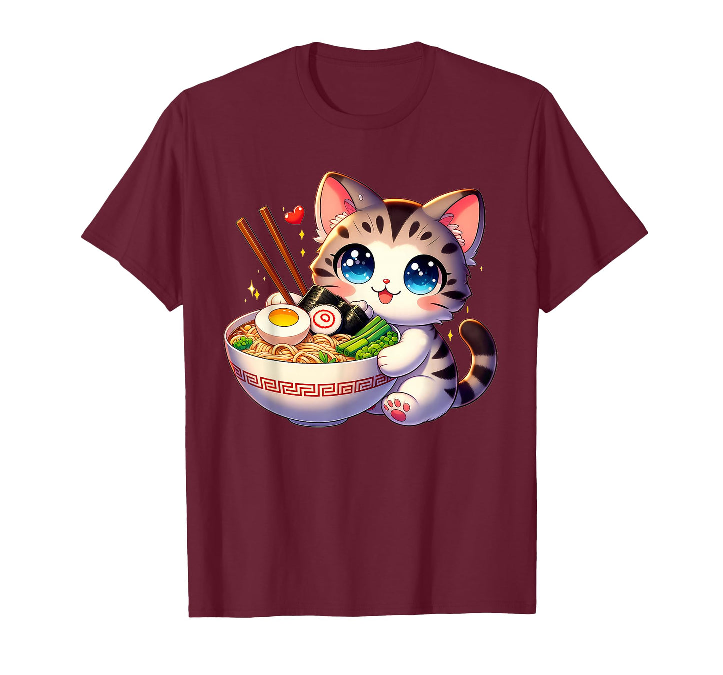 Cat Ramen Noodles Anime Kawaii Japanese Cat T-Shirt