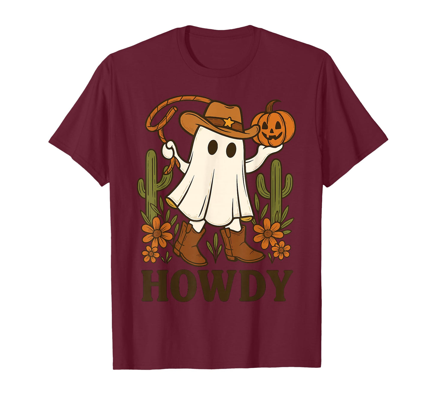 Retro Cowboy Ghost Howdy Cowgirl Halloween Shirt T-Shirt