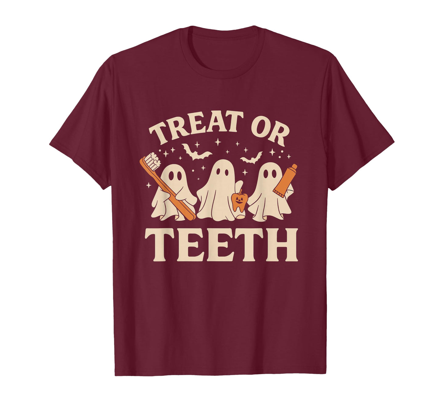 Trick Or Teeth Funny Dental Halloween Dentist Crew Costume T-Shirt