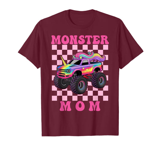 Monster Truck MoM Pink Monster Trucks Lover Mom Groovy T-Shirt