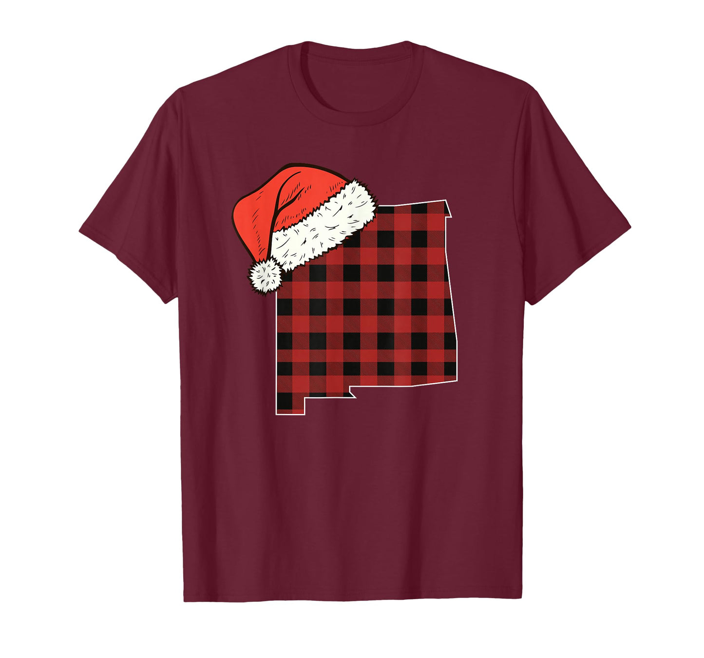 New Mexico Plaid Christmas Santa Hat Holiday Matching T-Shirt