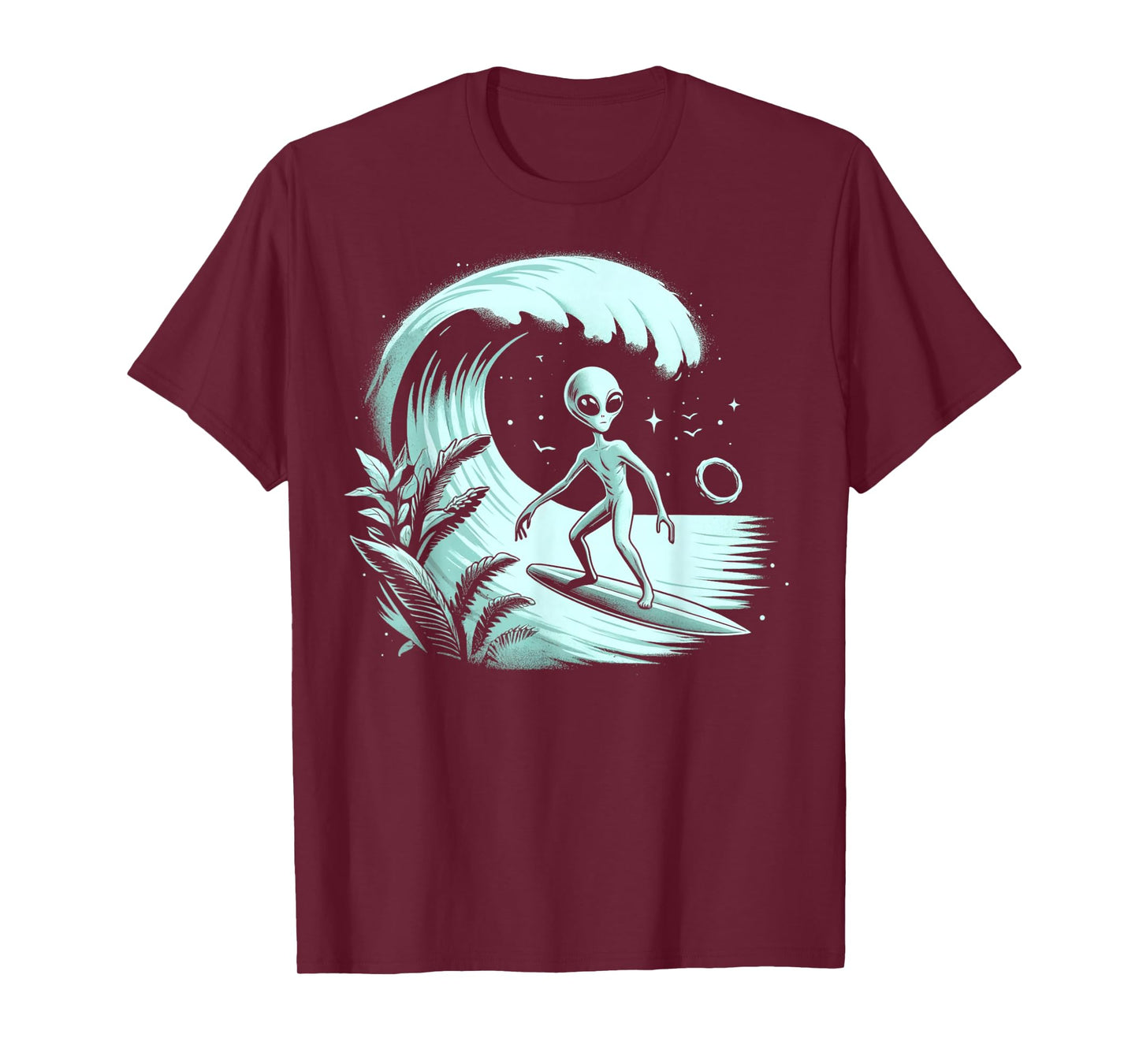 Alien Surfing Wave at Tropical Ocean Vintage Surf T-Shirt