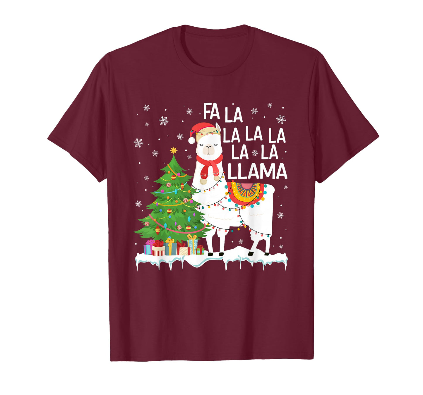 FA La La Llama Christmas Funny Xmas Pajamas Animal Lover T-Shirt