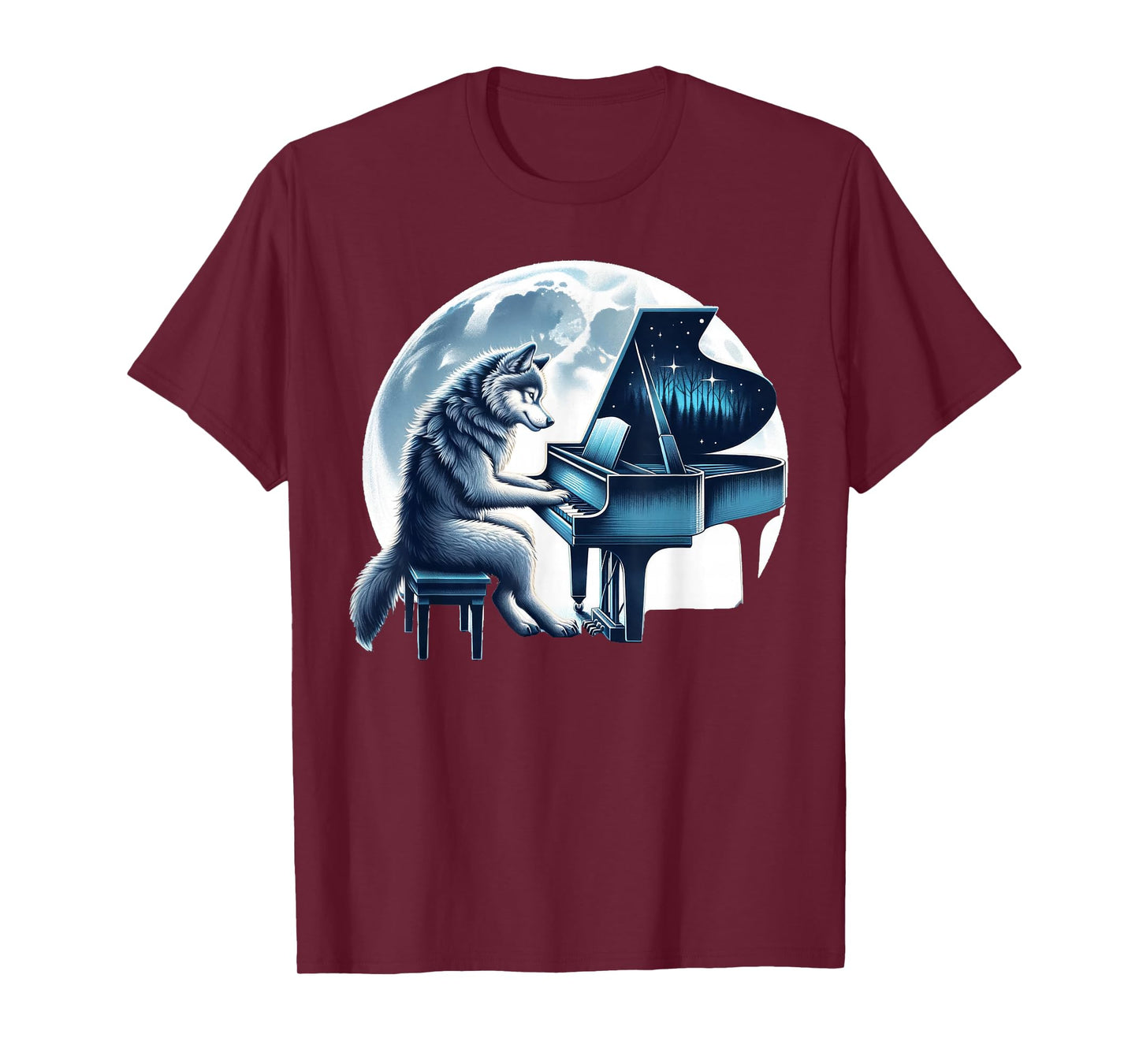 Cute Wolf Playing Piano Wolves Musician Music T-Shirt