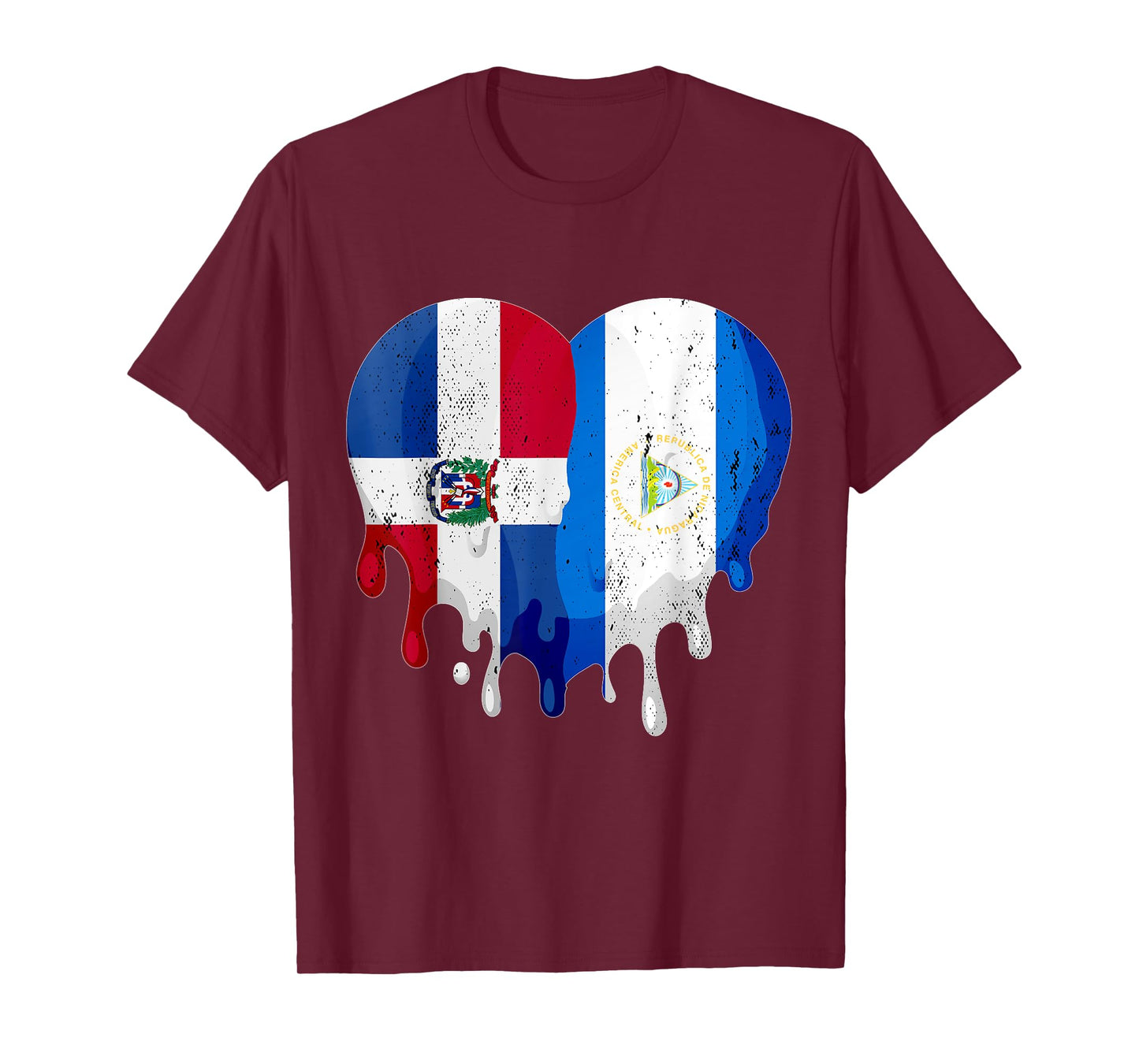 Dominican Republic Nicaragua Flag Heart Citizen Patriot T-Shirt