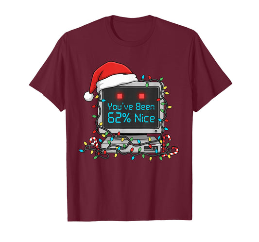 AI Santa Claus Rating 62% Nice Funny Christmas Geek Shirt T-Shirt