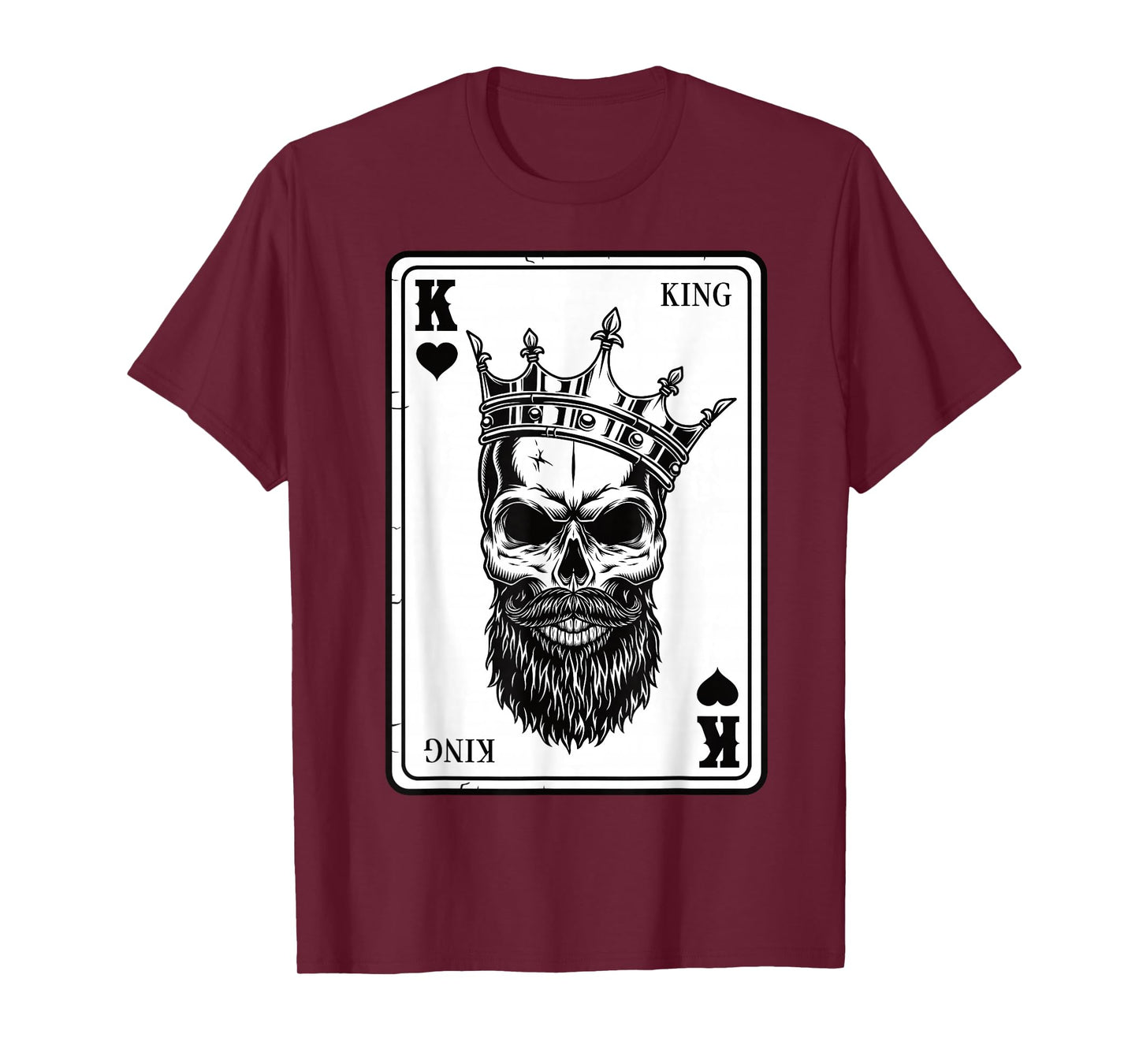 King And Queen Skull - 2/2 Card Hearts Flush Couple Matching T-Shirt