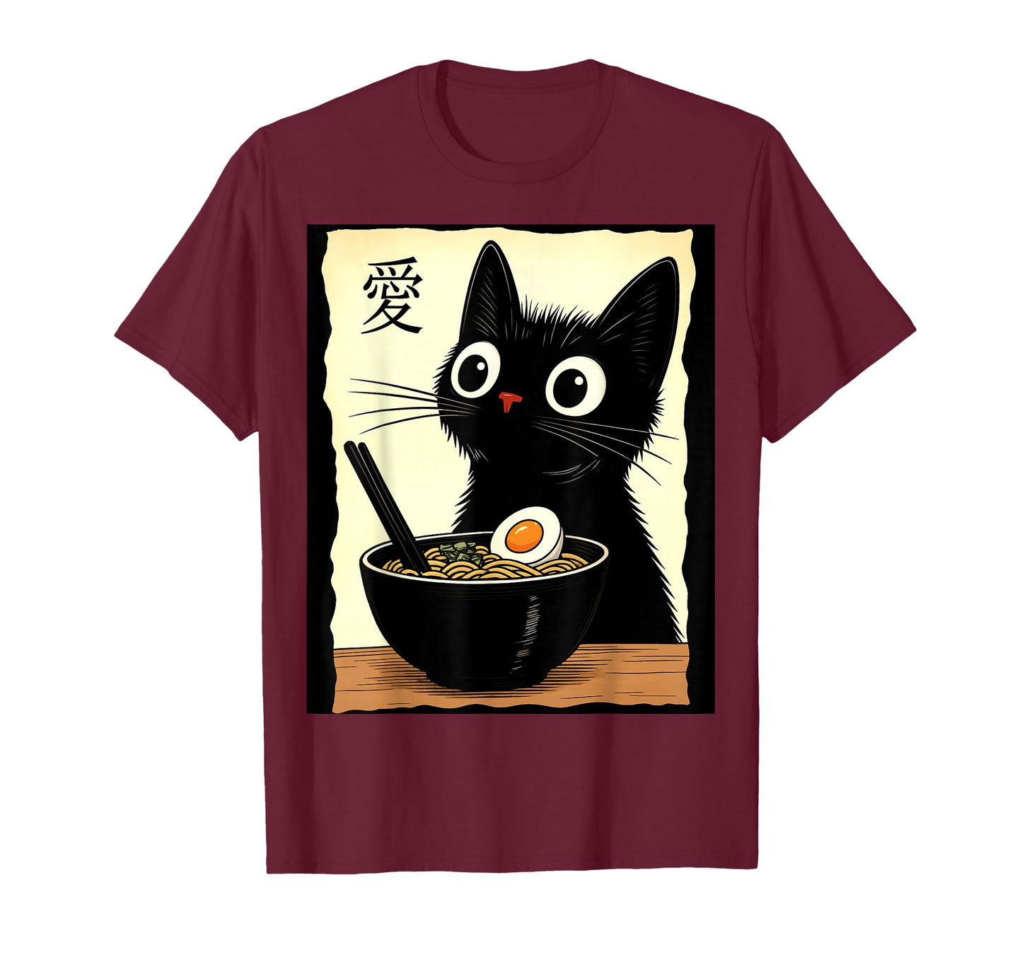 Kawaii Cat Eating Ramen Noodles Funny Anime Gift Girls Teens T-Shirt