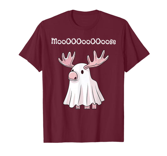 Halloween Ghost Moose Nature Outdoorsy Camping Animal Lover T-Shirt