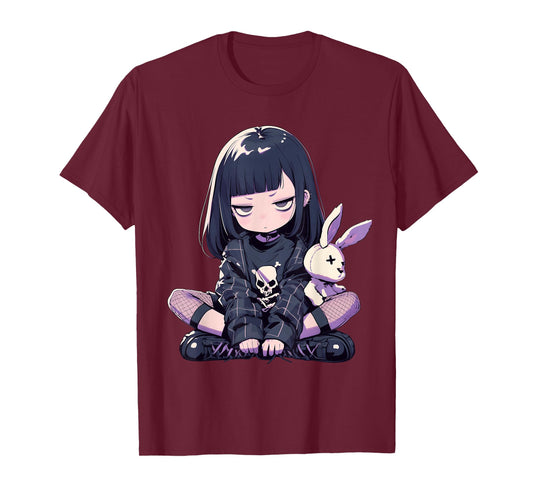 Grunge Goth Bunny Anime Girl Cute E-Girl Gothic Outfit T-Shirt