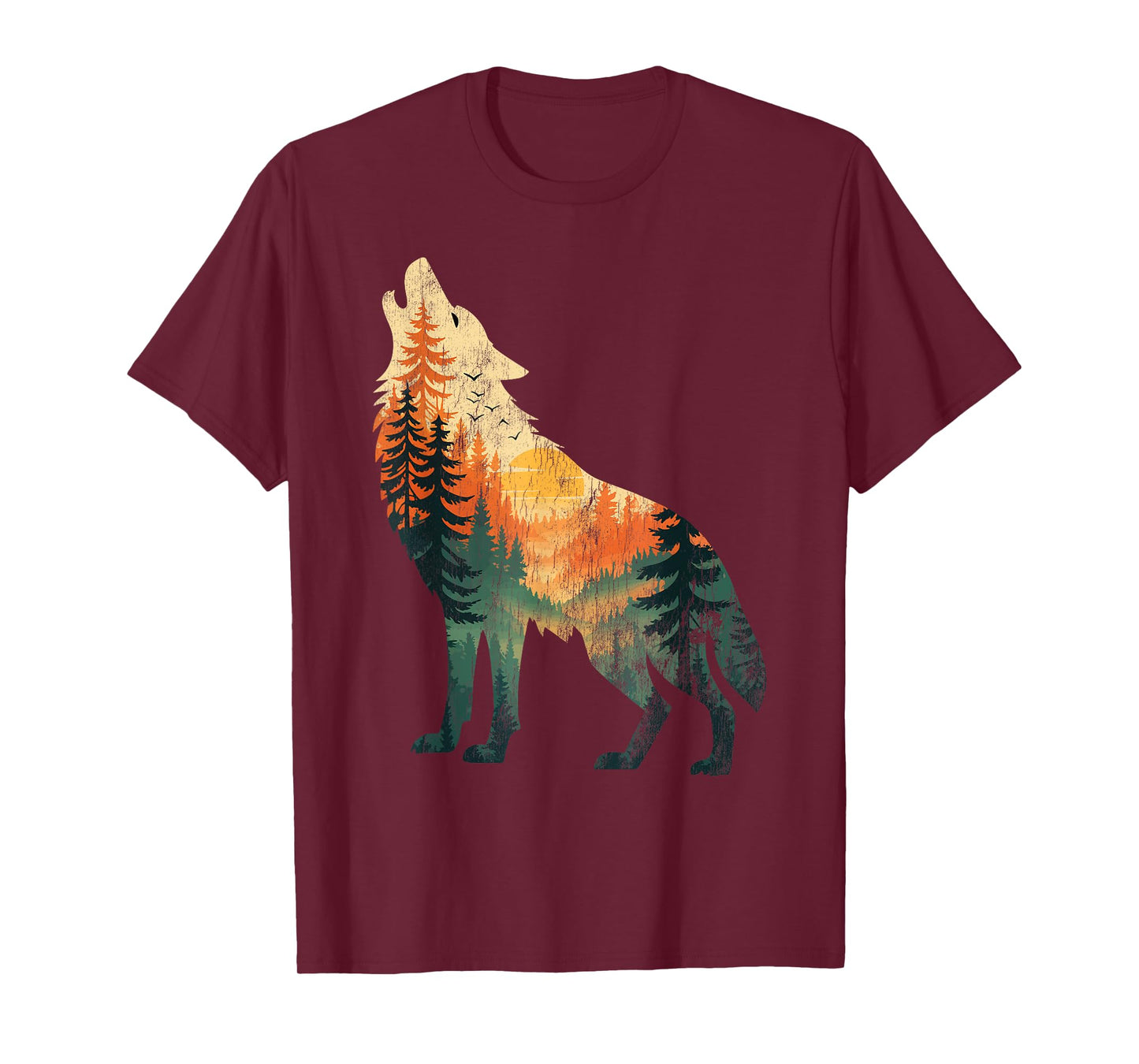 Howling Wolf Sunset Forest Nature Graphic Men Women Kids T-Shirt