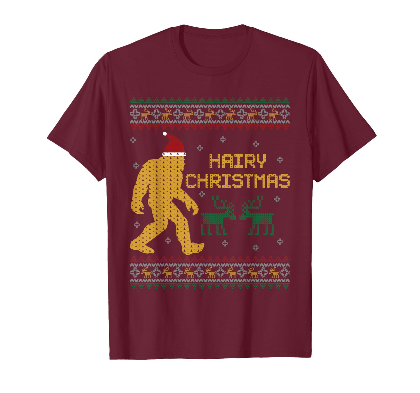 Hairy Christmas Bigfoot Ugly Christmas Sweater Sasquatch T-Shirt