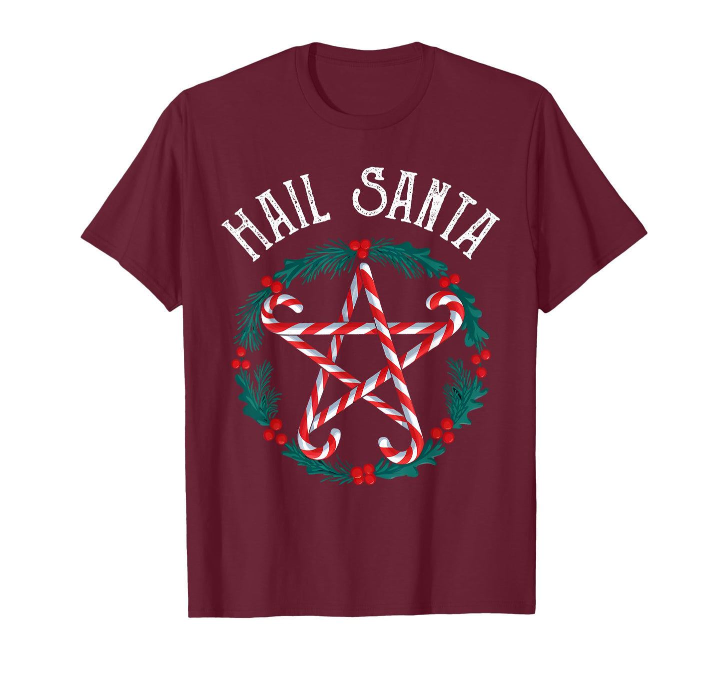 Hail Santa Candy Cane Pentagram Gothmas Funny Goth Christmas T-Shirt