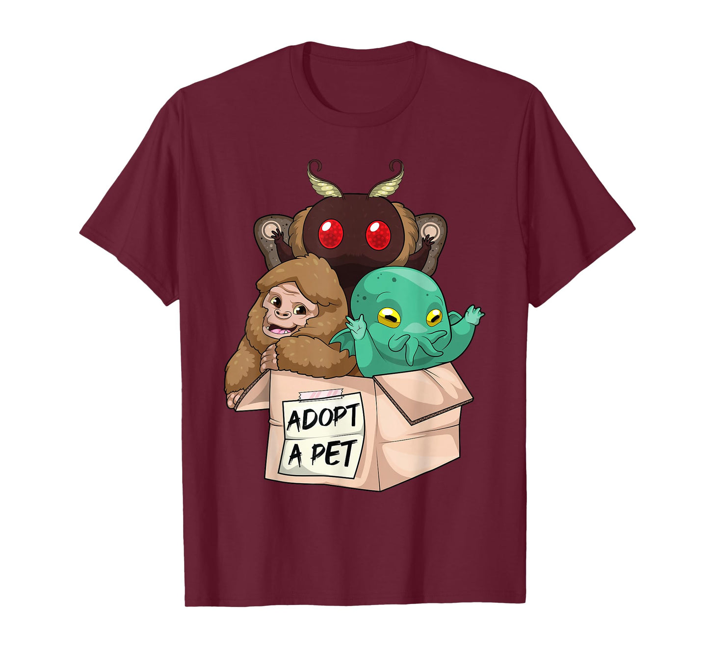 Adopt A Pet Shirt Creepy Monsters Bigfoot Mothman T-Shirt