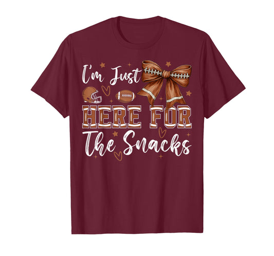 I'm Just Here for The Snacks Football Coquette Game Day Girl T-Shirt