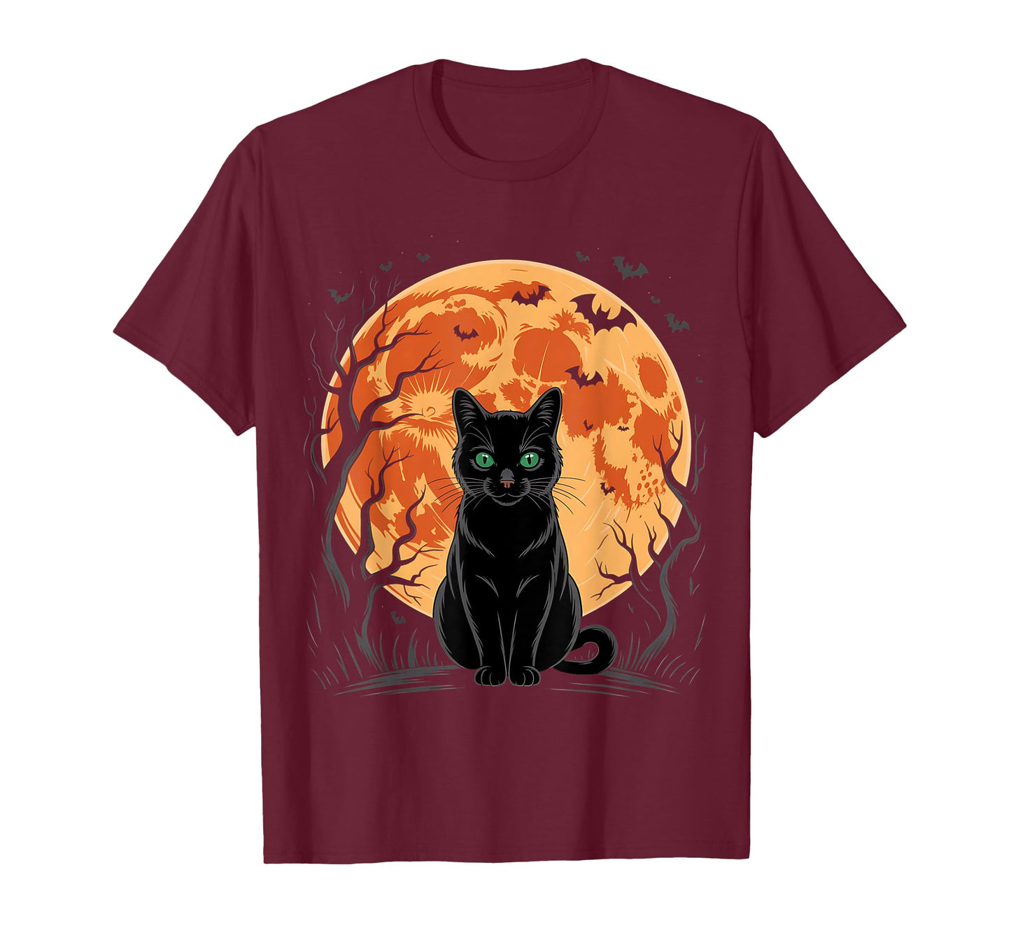 Vintage Scary Christmas Cat Costume Retro Cat Moon Black Cat T-Shirt
