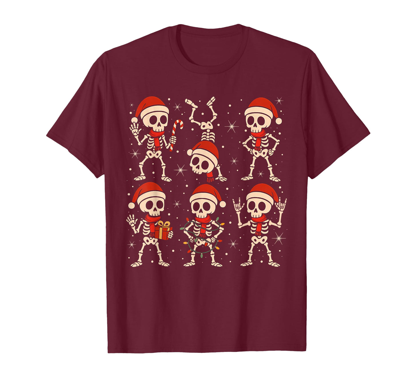 Dancing Skeletons Santa Hat Xmas Skeleton Rock On Kid Boy PJ T-Shirt