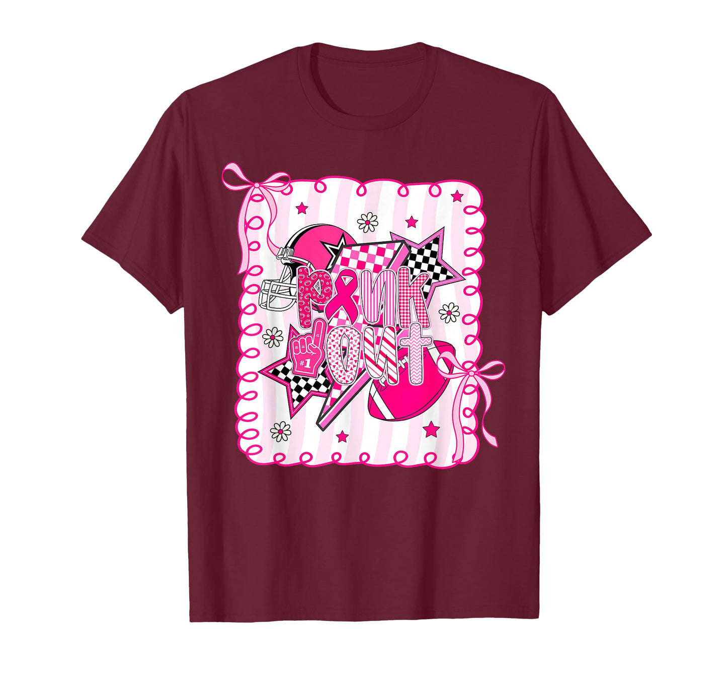 Pink Out Football Breast Cancer Awareness Game Day Football T-Shirt