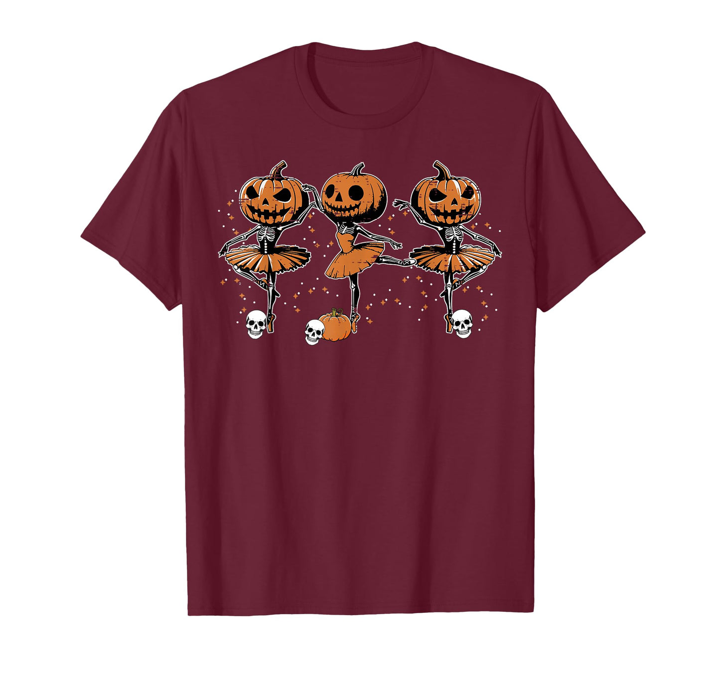 Ballet Ballerina Pumpkin Skeletons Halloween Women Girls T-Shirt