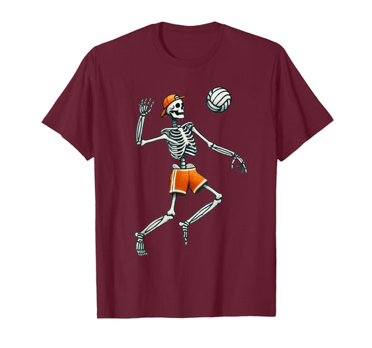 Skeleton Volleyball Halloween Costume Funny Men Boys Kids T-Shirt