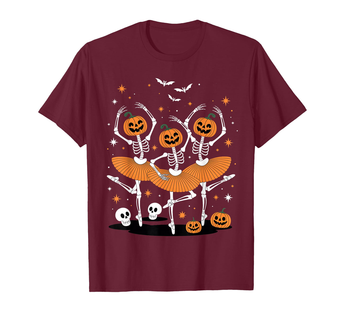 Skeleton Ballerina Ballet Dance Halloween Women Girl T-Shirt