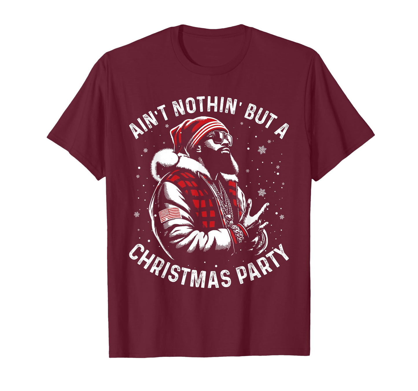 African American Santa Claus Christmas Pajama Men and Women T-Shirt